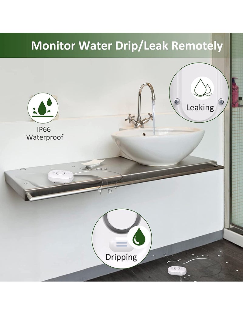 Water Leak Detector Sensor Alarm, Home Water Flooding Monitor Smart Sink Overflow Monitoring Adjustable Wet Moisture Alert Pipe Leakage Drip Detection Warning - Image 2